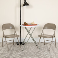 Flash Furniture 2-BD-F002-GY-GG 2 Pk. HERCULES Series Double Braced Gray Metal Folding Chair